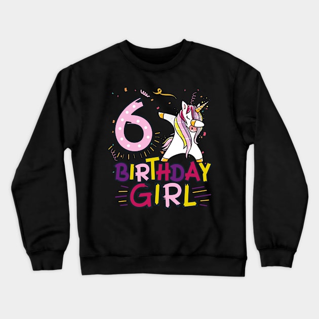 Funny Birthday Gift 6 year old Girl Dabbing Unicorn T-Shirt Crewneck Sweatshirt by Pummli